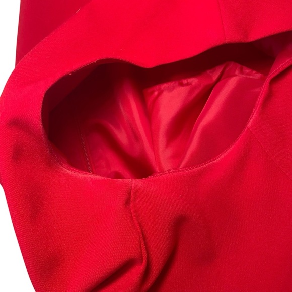Calvin Klein Red Sleeveless Sheath Dress Pleated Detail Size 14 Career Office - Picture 13 of 14